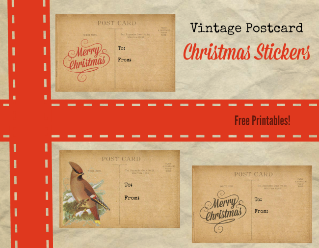 Printable Vintage Christmas Stickers - Christmas Day (650x505), Png Download