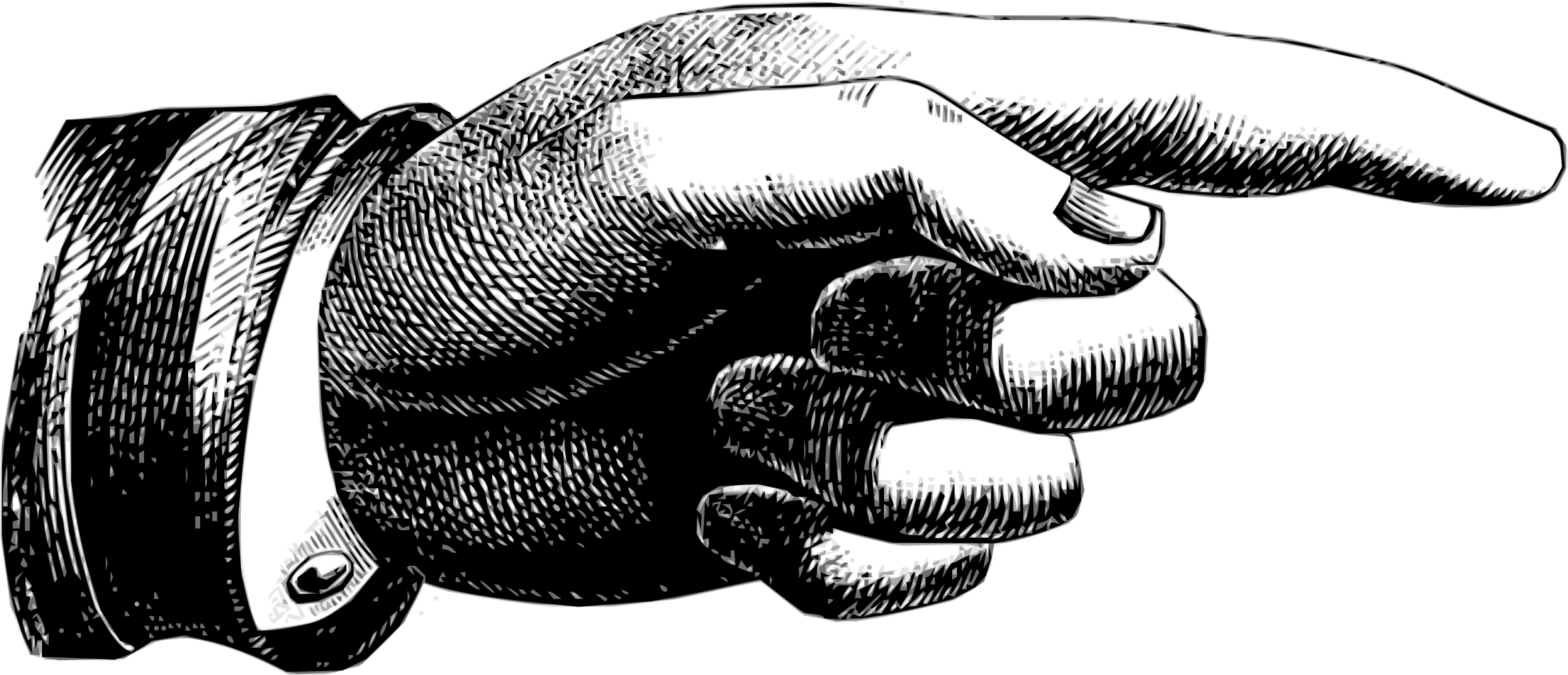 Clipart Antique - Vintage Pointing Hand Png (2350x1012), Png Download
