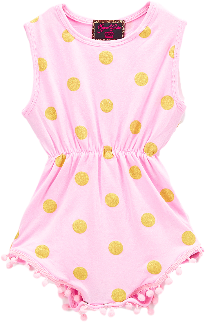 Pink And Gold Dot Pom-pom Romper (1000x1201), Png Download