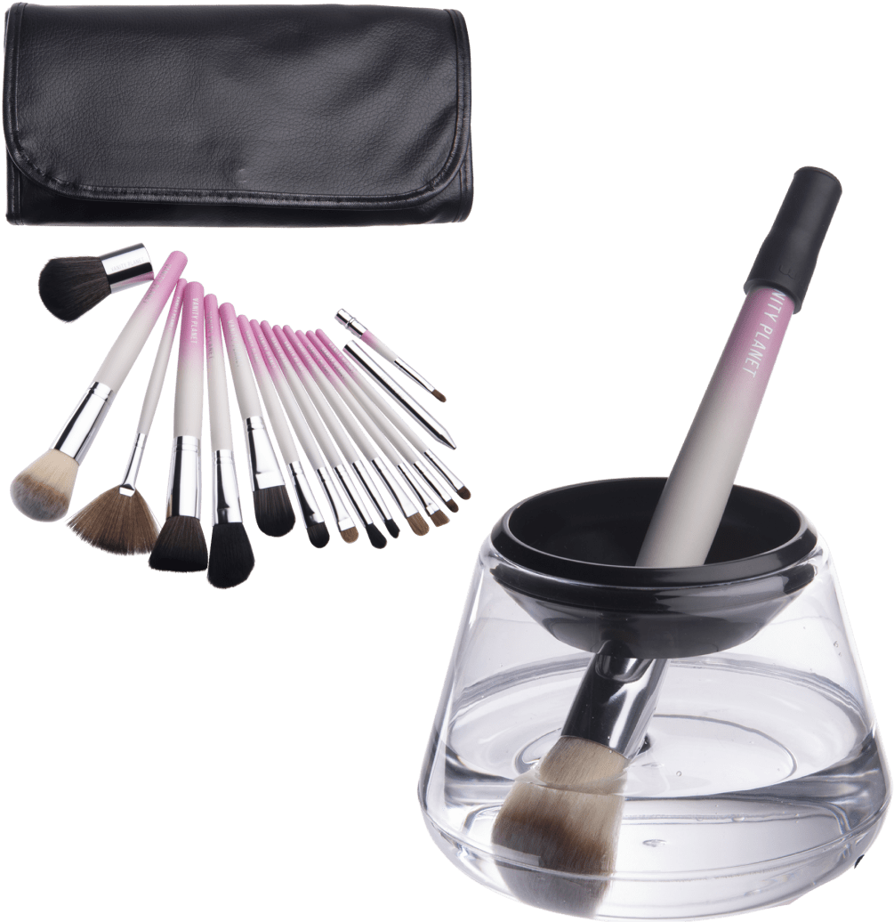 Pronoir Electric Makeup Brush Cleaner With Vanity Planet - Vanity Planet Palette Professional Makeup Brush Collection (1104x1104), Png Download