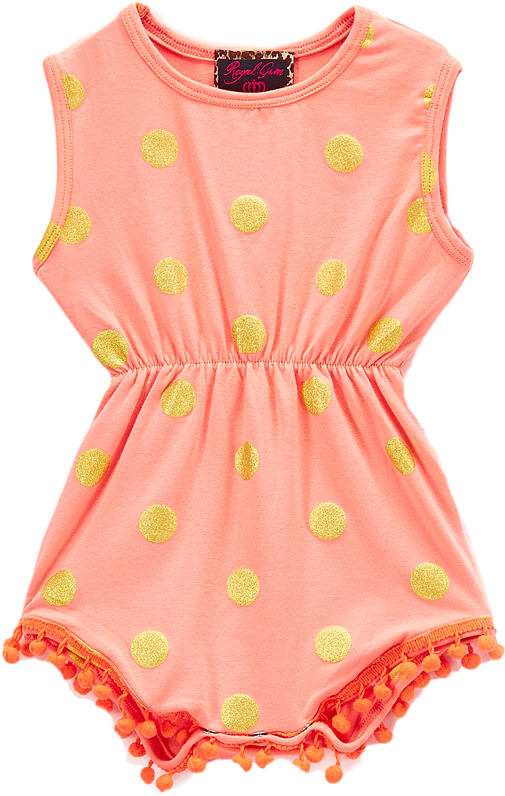 Coral And Gold Dot Pom-pom Romper - Pattern (1000x1201), Png Download