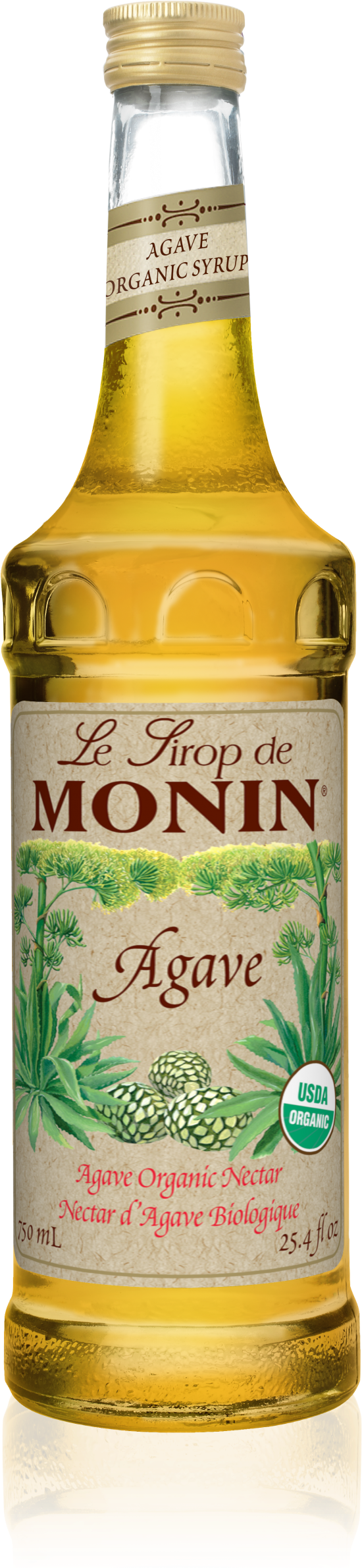 750 Ml Agave Organic Nectar - Monin Vanilla Syrup (1193x2386), Png Download