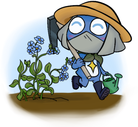He's Just So Darn Cute In His Gardening Outfit - Cartoon (500x500), Png Download