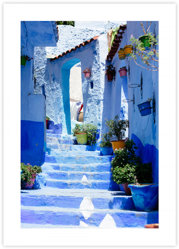 Morocco Blue City Poster - Blue (600x829), Png Download