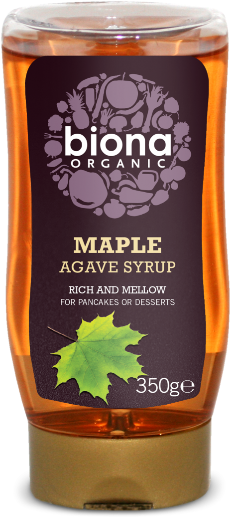 Organic Agave Syrup With 20% Pure Maple Syrup - Biona Agave Syrup With 20% Pure Maple Syrup (350g) (727x1200), Png Download