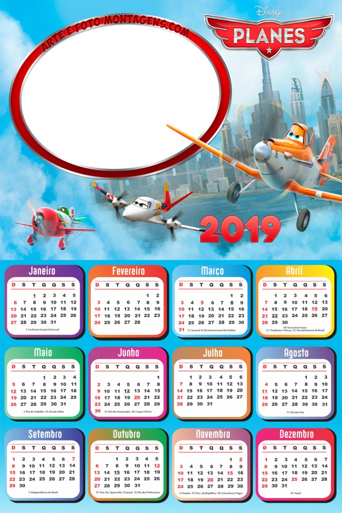 Molduras Calendário 2019 Personagens De Desenho Animado (683x1024), Png Download