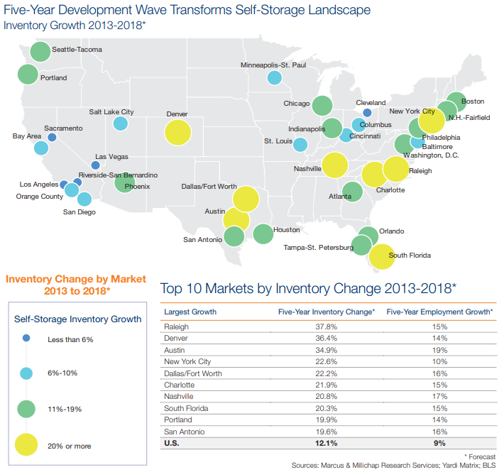 Map Of Self Storage Inventory Growth In The U (796x692), Png Download