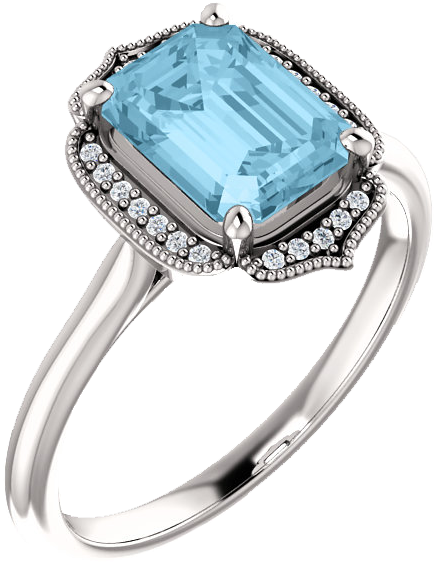 Graduation Gifts Aquamarine Vintage Inspired Ring (640x640), Png Download