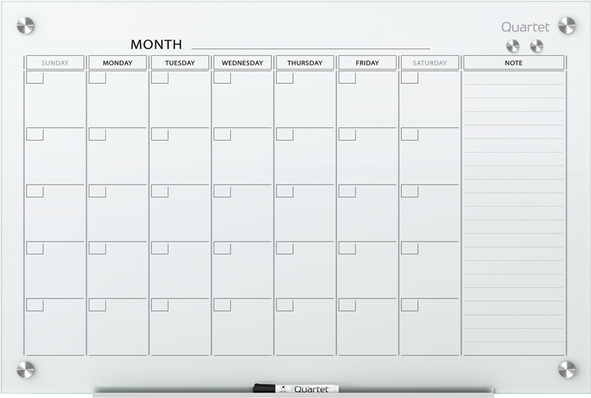 Quartet® Infinity™ Magnetic Glass Calendar Board (850x850), Png Download