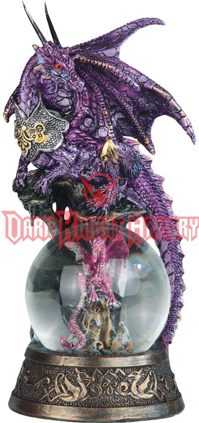 Purple Dragon With Dragon Snow Globe (850x850), Png Download