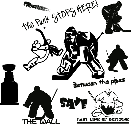 Decals - Fireside Home Hockey Goalie Wall Decal, Black (538x509), Png Download