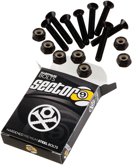 125" Flush Bolt Pk - Sector 9 1.25 Skateboard Bolts Black (600x600), Png Download