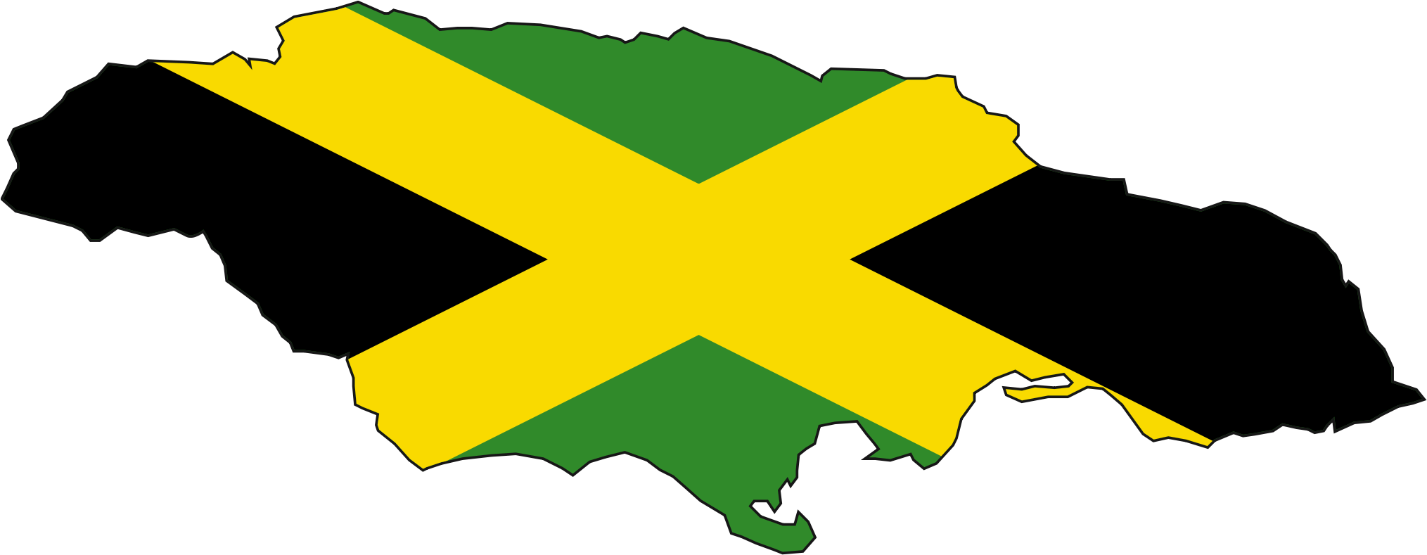 Beauties Throughout The Years Butterfly Beat Jamaicaflagmap - Jamaica Map With Colors (2048x798), Png Download
