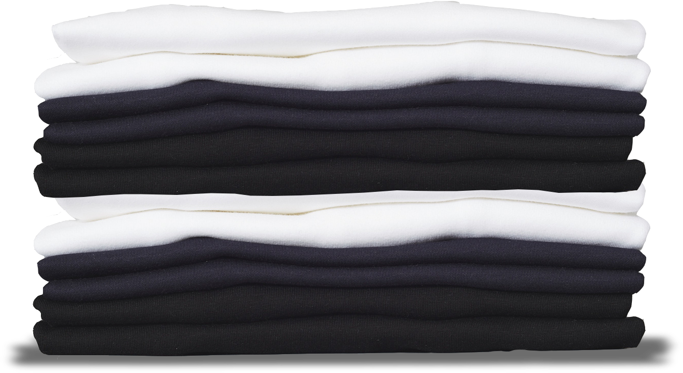 Deluxe T-shirts - Pile Of White Shirts (1474x814), Png Download