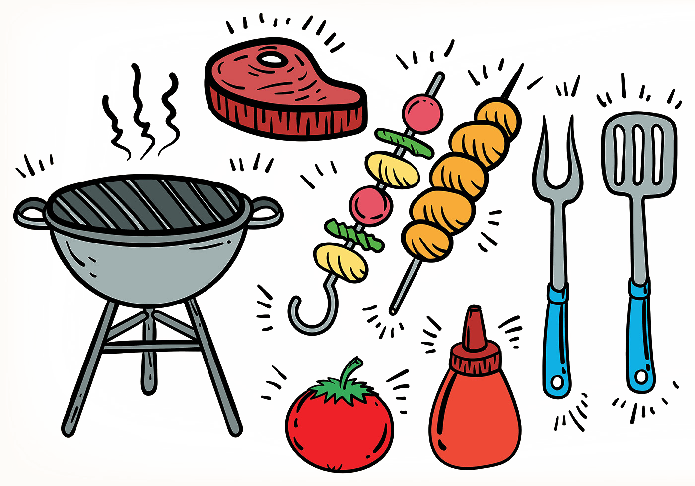 Barbecue Grill Kebab Chuan Grilling - Barbacoa Vector Png (1400x980), Png Download