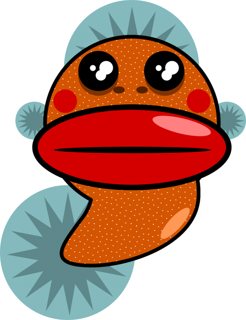 Cartoon Fish With Big Lips Svg Clip Arts 456 X 594 (456x594), Png Download
