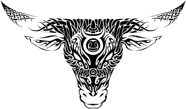 Taurus Png Image - Tribal Taurus Tattoos (600x357), Png Download
