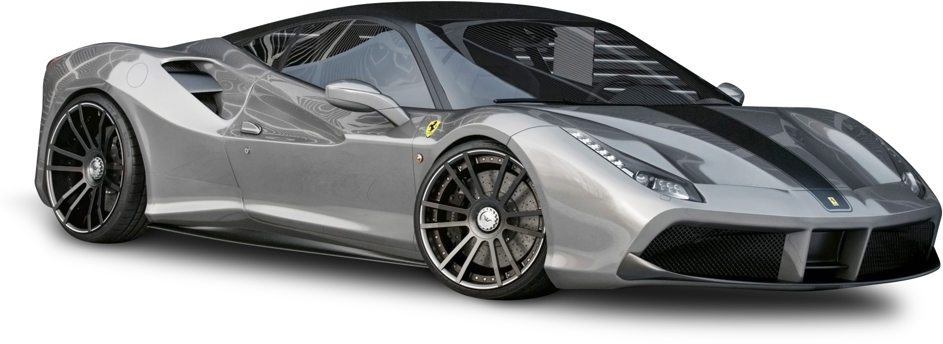 Silver Ferrari 488 Gtb Car Png Image - Ferrari 488 Spider Silver (1914x806), Png Download