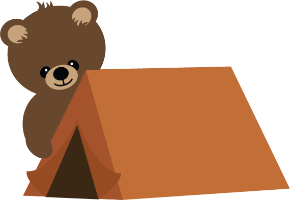Bear - Cute Camping Tent Clipart (570x393), Png Download