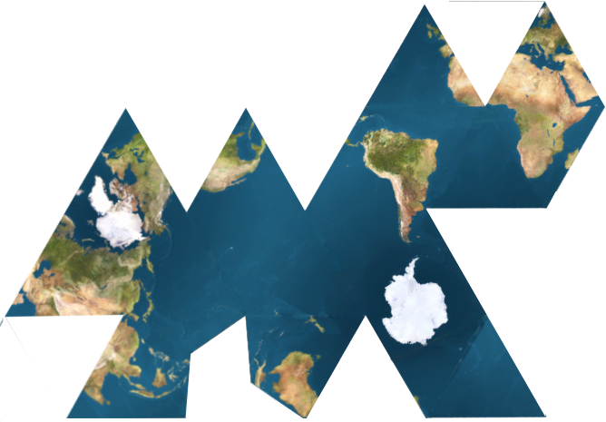 Dymaxion Map Ocean (668x465), Png Download