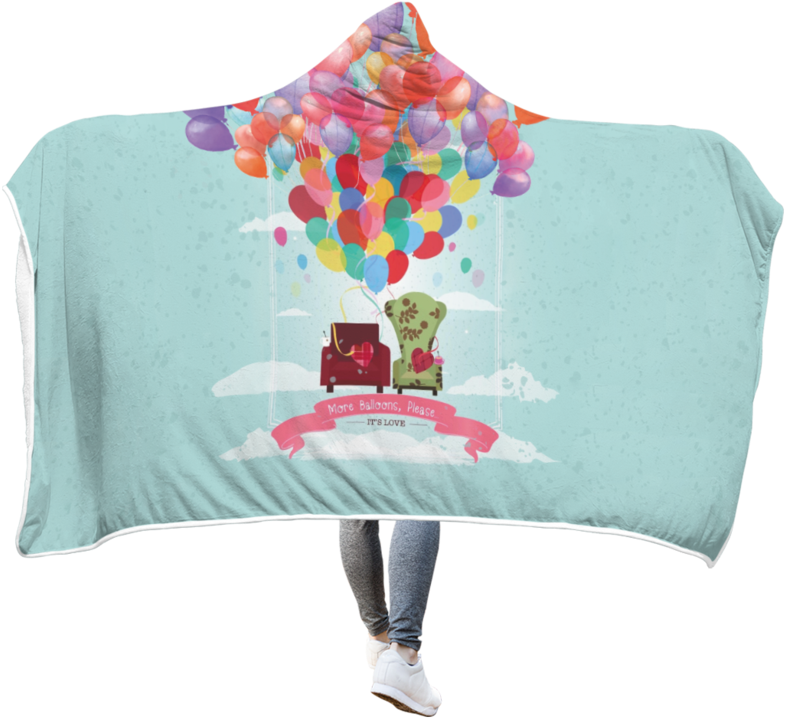 3d More Balloon Please It's Love Full-print Hooded (800x800), Png Download