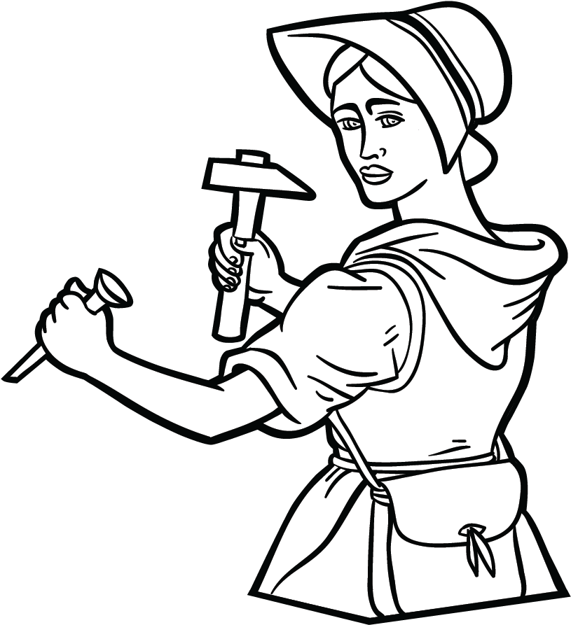 Mary Anning Free Colouring (987x1033), Png Download