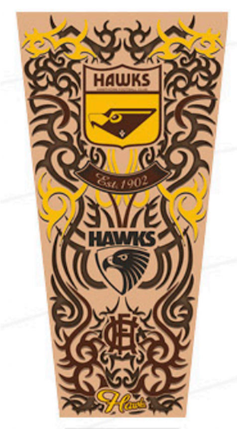 Hawthorn Hawks Afl Youth Tattoo Sleeve (800x860), Png Download