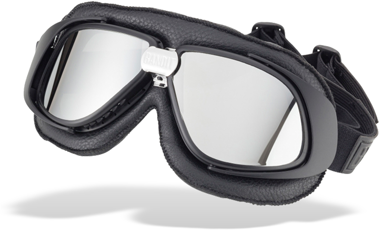 Bandit Classic Motorcycle Goggles Black Mirrored Lense (800x800), Png Download