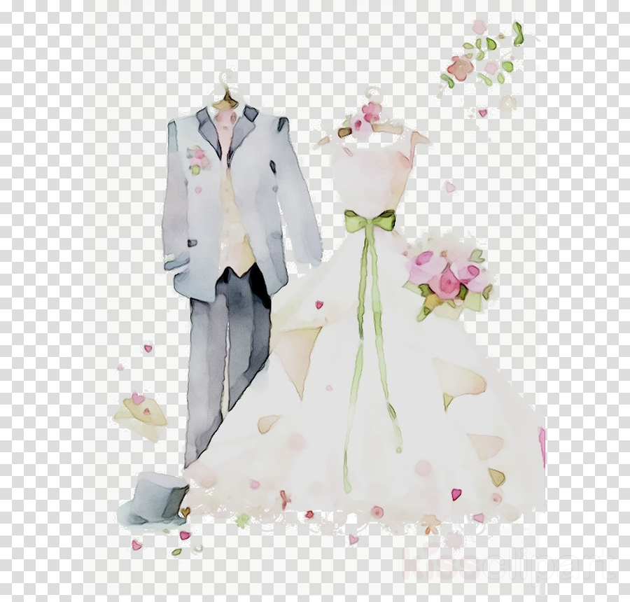 Bride Clipart Wedding Dress Bridegroom (900x860), Png Download