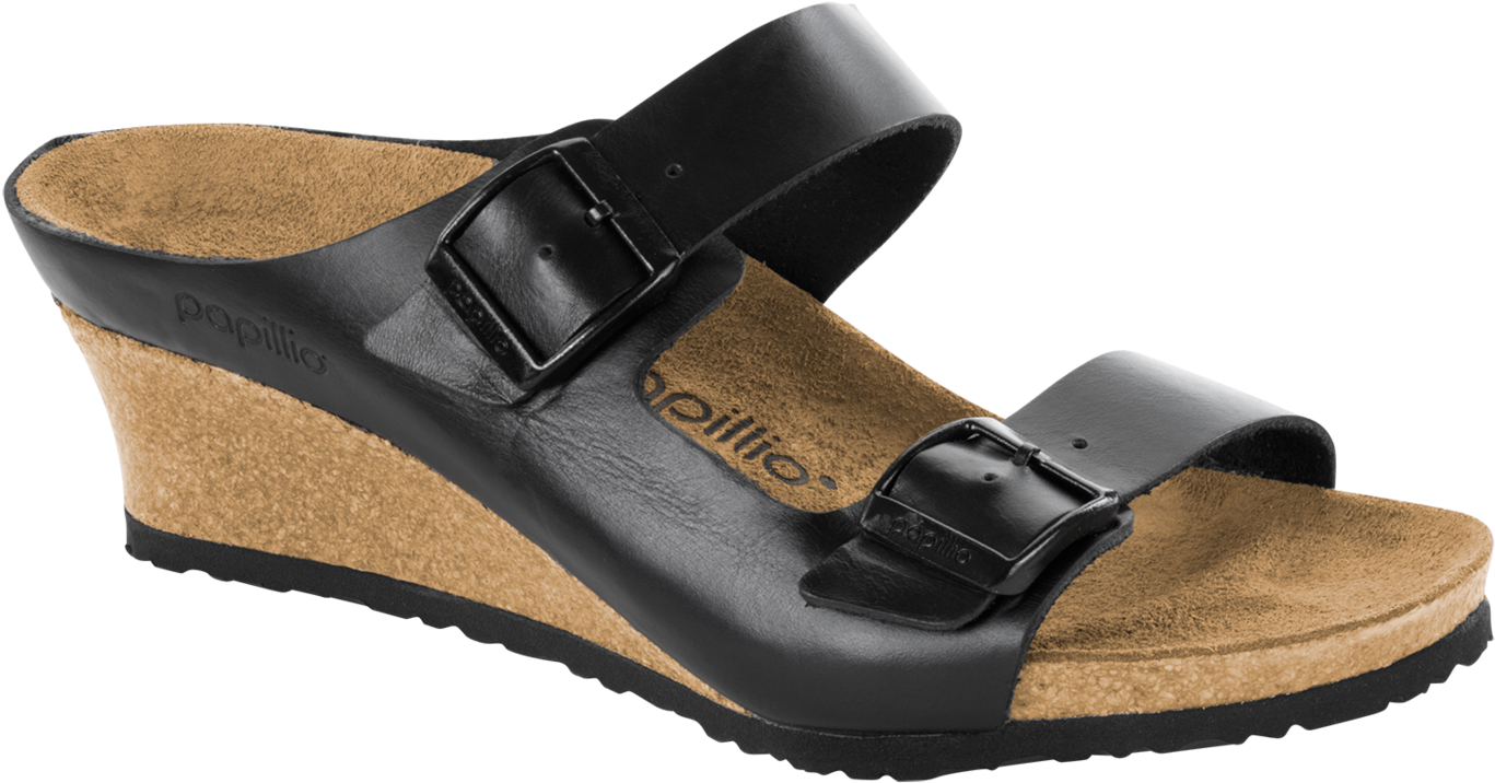 Papillio Emina Black Leather By Birkenstock (1400x757), Png Download