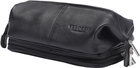 Wash Bag Leather Black Side (600x600), Png Download