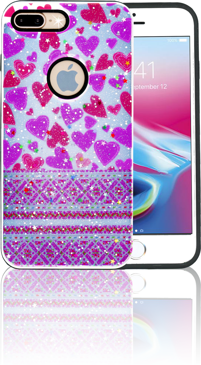 Iphone 7 Plus/8 Plus Mm 3d Purple Hearts (706x1280), Png Download