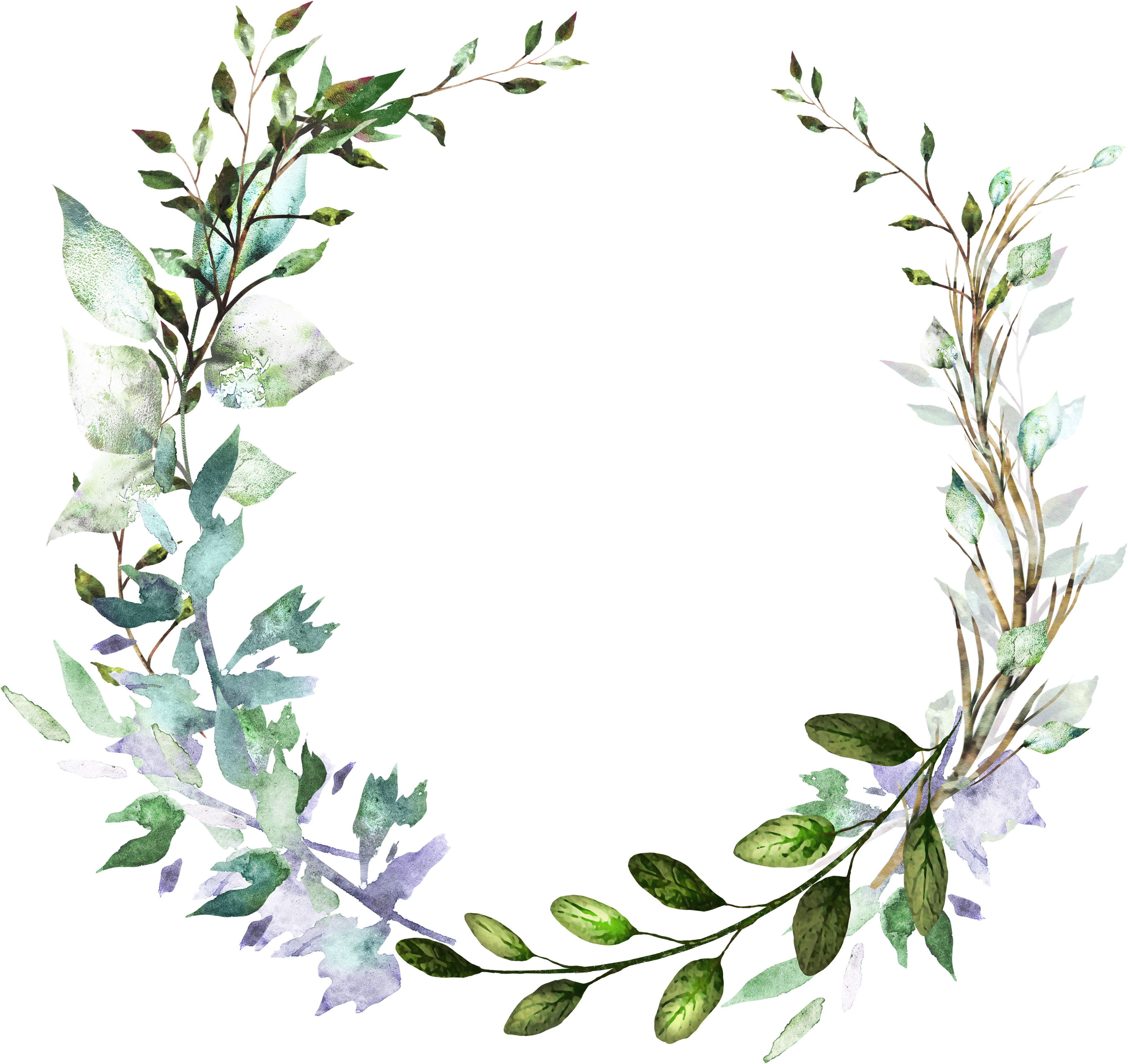 H804 Wreath Watercolor, Watercolor Drawing, Floral (3976x3602), Png Download