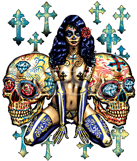Dia De Los Muertos Skull Png (675x675), Png Download