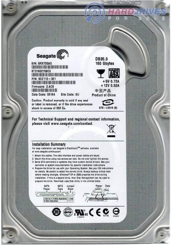Segate 160gb Sata Hard Drive (700x850), Png Download