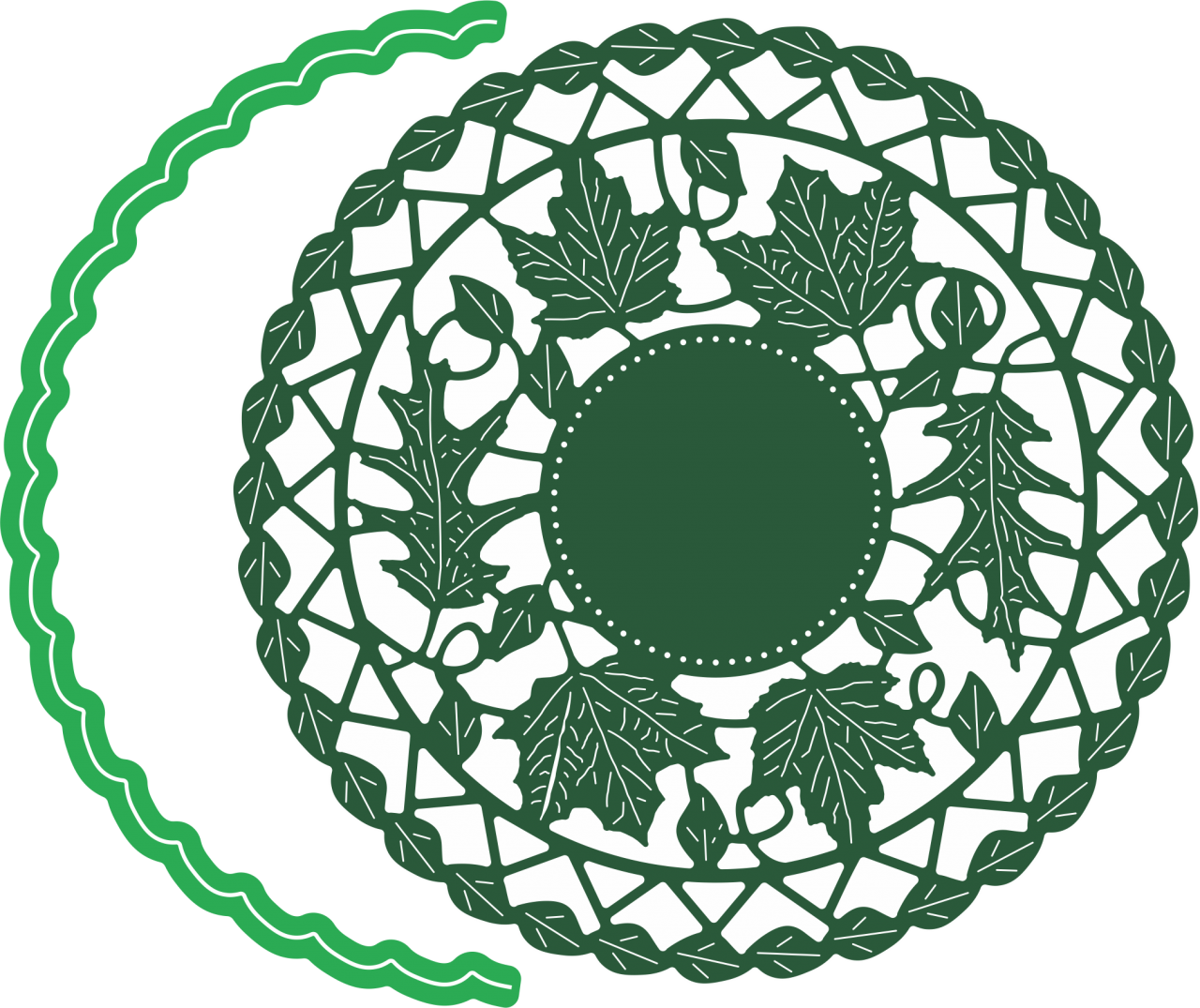 Fall Leaf Doily W/angel Wing (1280x1075), Png Download