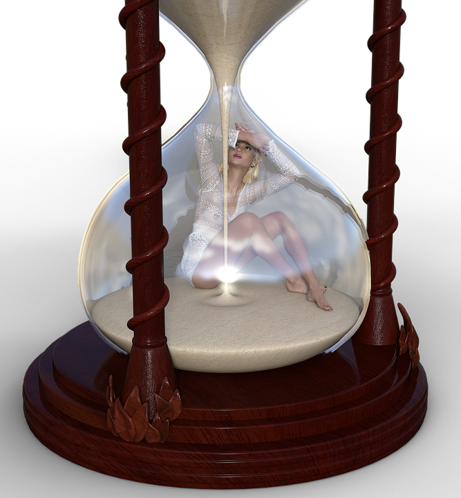 Girl, Hourglass, Timepiece, Flow Of Time, Time Travel (667x720), Png Download