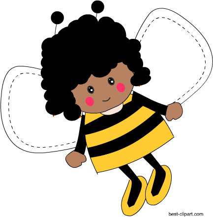 Free African American Bee Girl Clip Art Image - Cartoon (450x450), Png Download