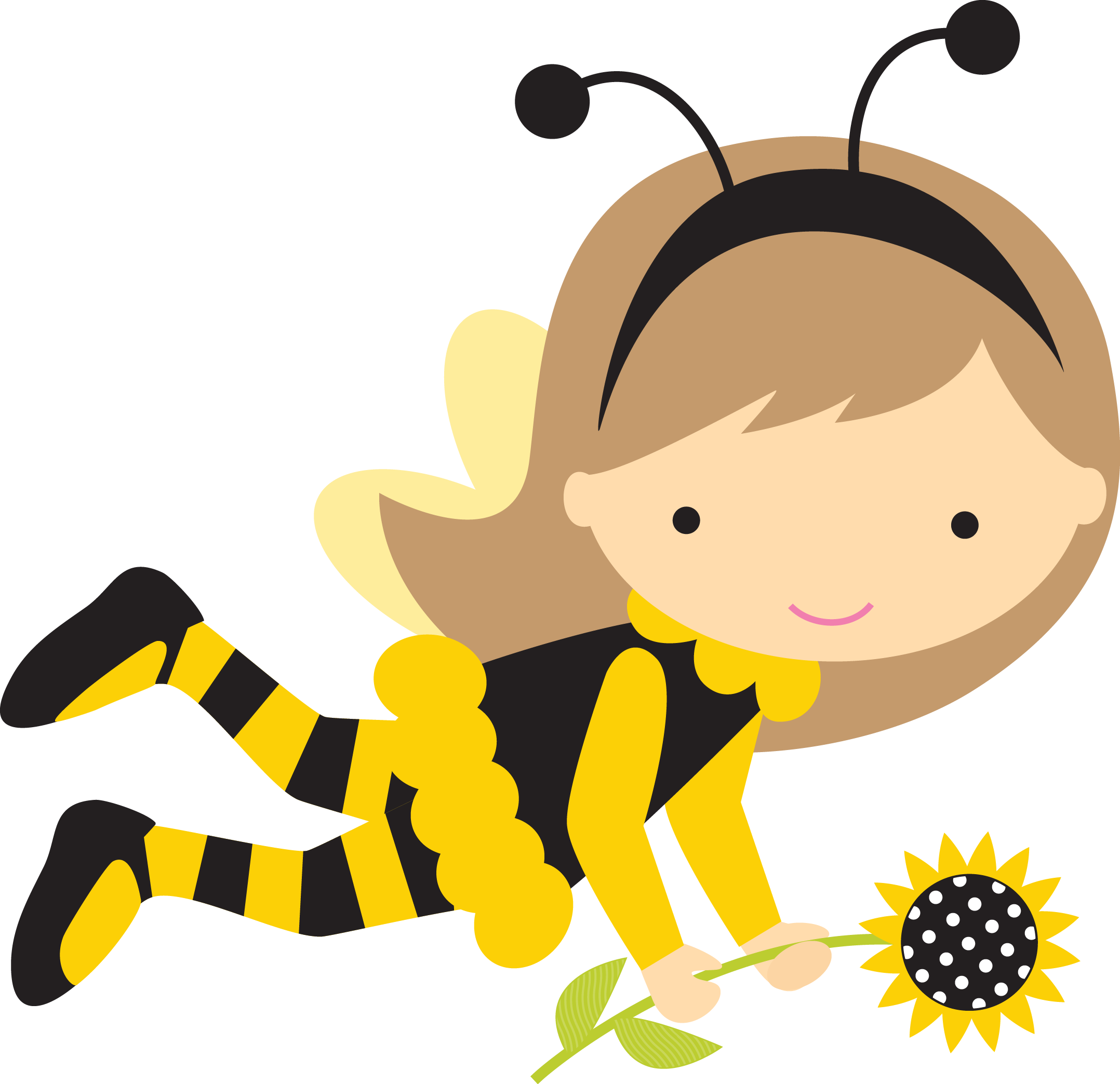 Menina Abelha - Bumble Bee Girl Clipart (2156x2087), Png Download