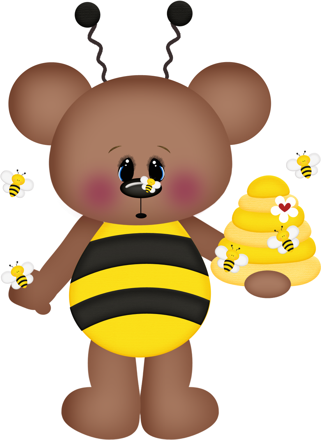 Bee Clipart Bear Png Black And White Library - Bears With A Bee Cartoon (1162x1508), Png Download