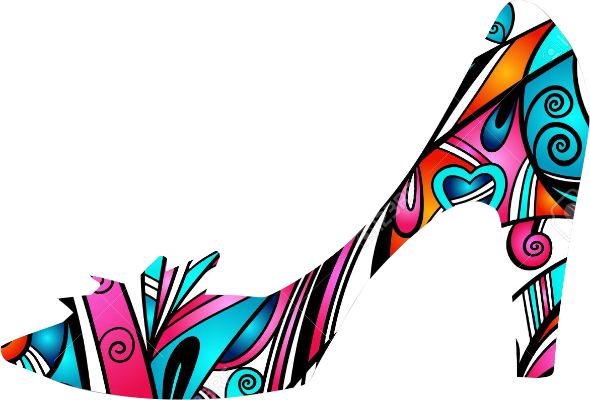 This Graphics Is Colorful Ethnic Pattern High Heels - Clip Art (1300x1300), Png Download
