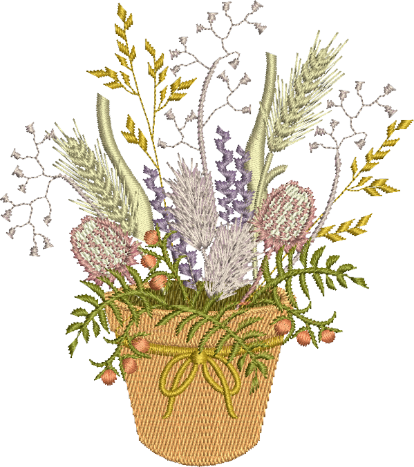 Wildflowers In Pot - Bouquet (599x676), Png Download