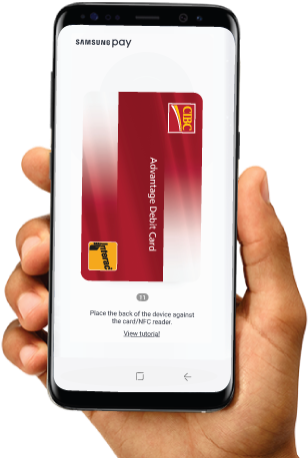 Samsung Phone With The Cibc Advantage Debit Card On - Android (350x459), Png Download