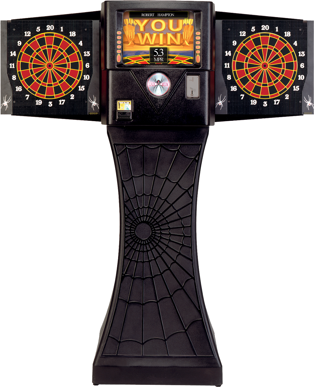 Black Widow - Arachnid 360 Home Electronic Dartboard With Cabinet (1050x1265), Png Download