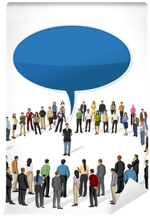 Business People Listening A Man Talking By Speech Balloon - Directeur De La Communication (400x400), Png Download