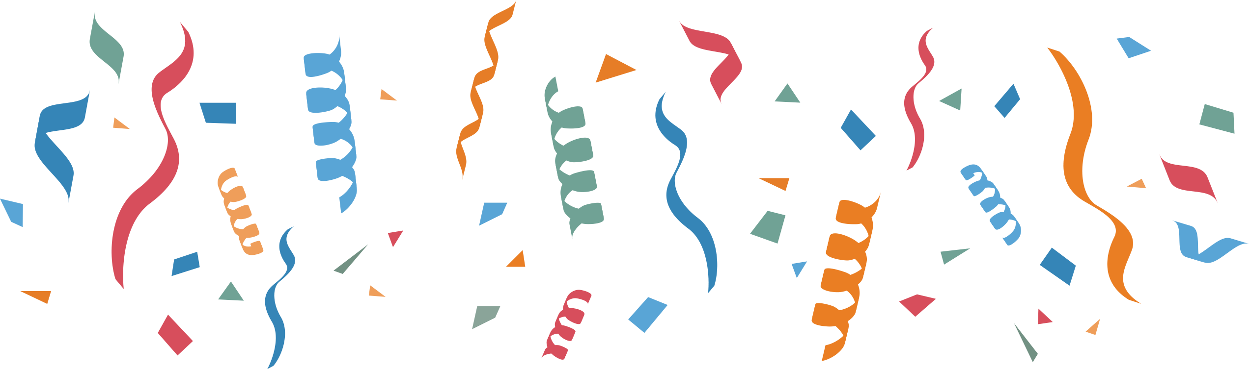 Confetti Ribbons - Ribbons And Confetti Png (2543x753), Png Download