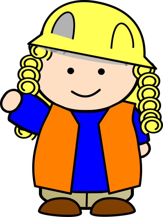 Construction Worker Heavy Machinery Child Bulldozer - Construction Girls Clipart (563x750), Png Download