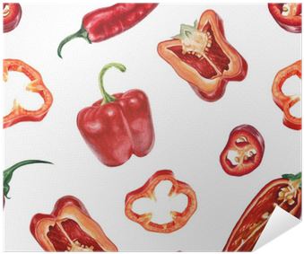 Watercolor Chili And Red Pepper Pattern Poster • Pixers® - Chili Watercolor (400x400), Png Download