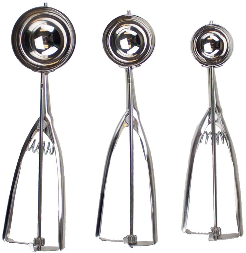 3 Pack Stainless Steel Mechanical Ice Cream Scoops (1000x1000), Png Download