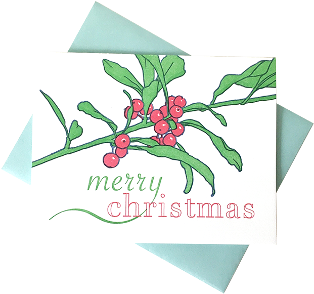 Holly Branch Christmas Card (700x700), Png Download
